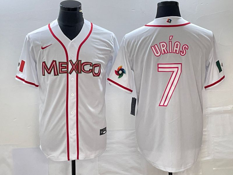 Men 2023 World Cub Mexico 7 Urias White Nike MLB Jersey62